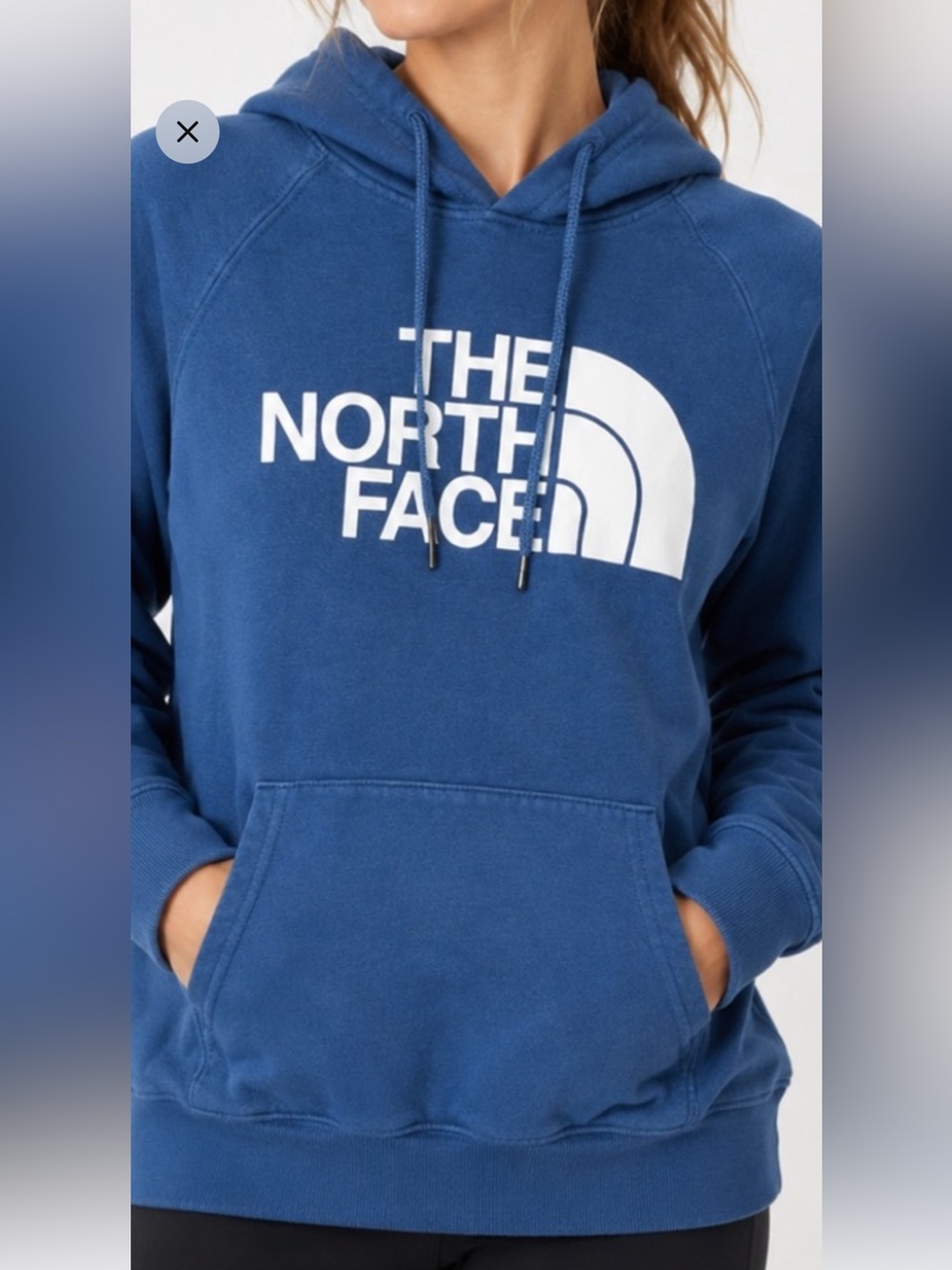 The North Face Wonens Blue Pullover Hoodie with White Logo